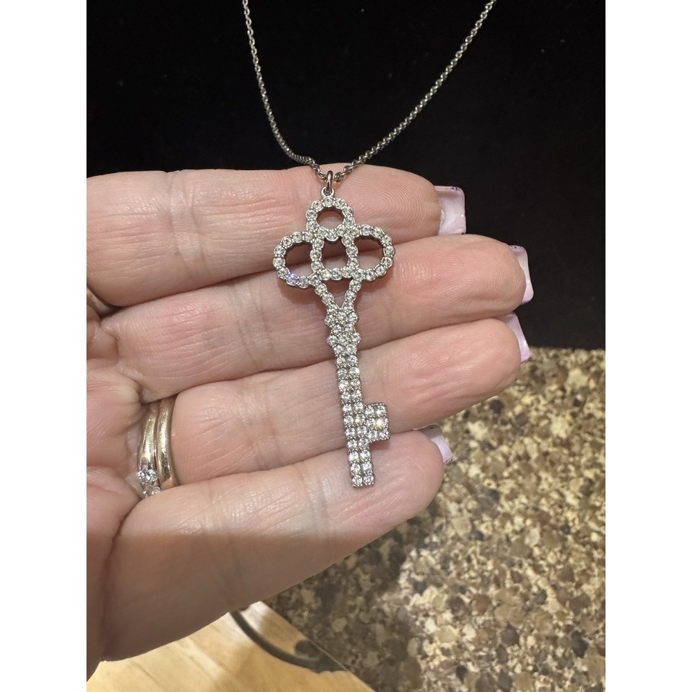 Touchstone Crystal Key To Happiness Pendant Necklace 22" Adjustable NEW
